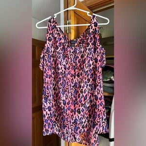 Torrid Pink and Blue Leopard Print Blouse